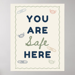 Affiche Mignon Doodle Vous êtes en sécurité ici Infirmière