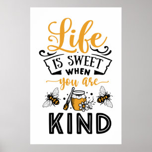 Affiche mignon doux amoureux des abeilles mot art