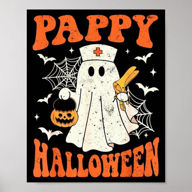 Affiche Mignon Drôle Boo Fantôme Infirmières Pappy Hallowe (Devant)