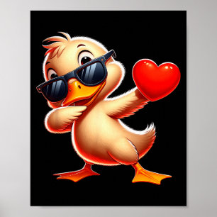 Affiche Mignon Drôle Canard Cool Dabbing Cœur Saint-Valent