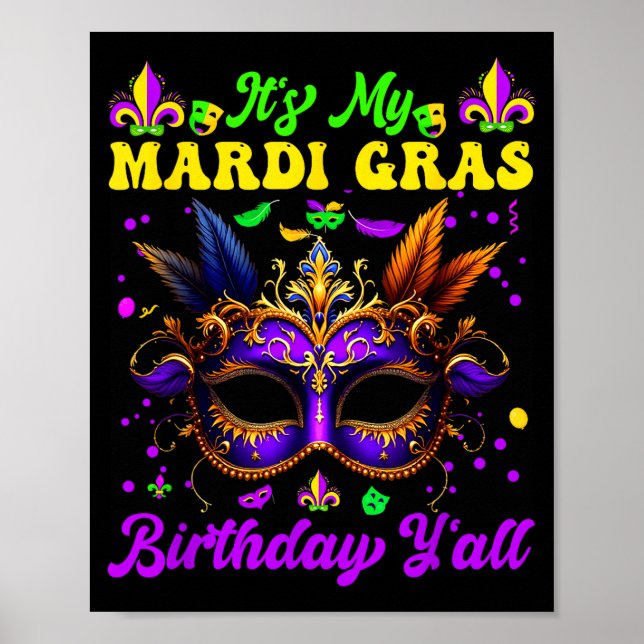 Affiche Mignon Drôle c'est mon anniversaire de mardi gras  (Devant)