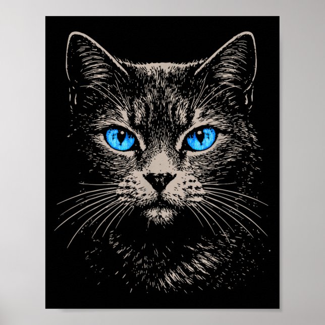 Affiche Mignon Drôle Chat de Style Grunge Vintage (Devant)