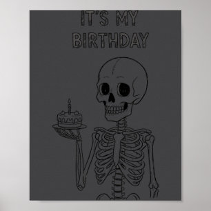 Affiche Mignon Drôle Kawaii Squelette Anniversaire Crâne H