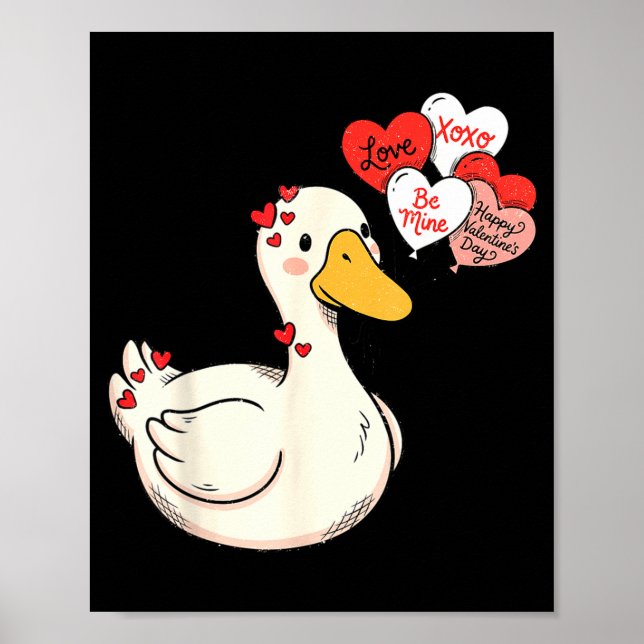 Affiche Mignon drôle Saint-Valentin drôles d'oies Canard A (Devant)