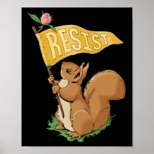 Affiche Mignon écureuil résistant anti-trump