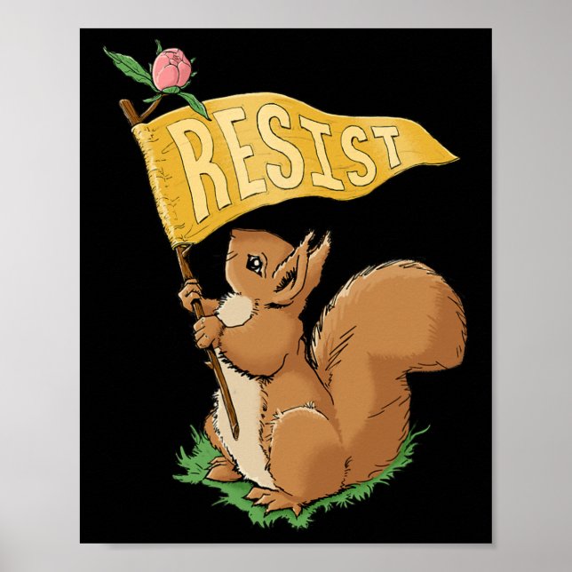 Affiche Mignon écureuil résistant anti-trump  (Devant)