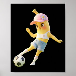Affiche Mignon fille de foot Bynana, T-shirt drôle de joue
