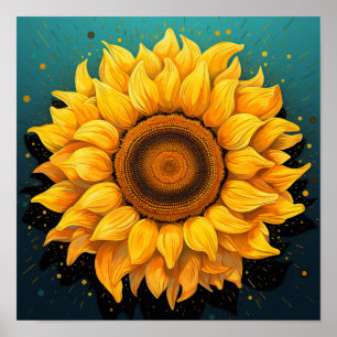 Affiche Mignon fleuriste 3D amateur de jardinage Tournesol