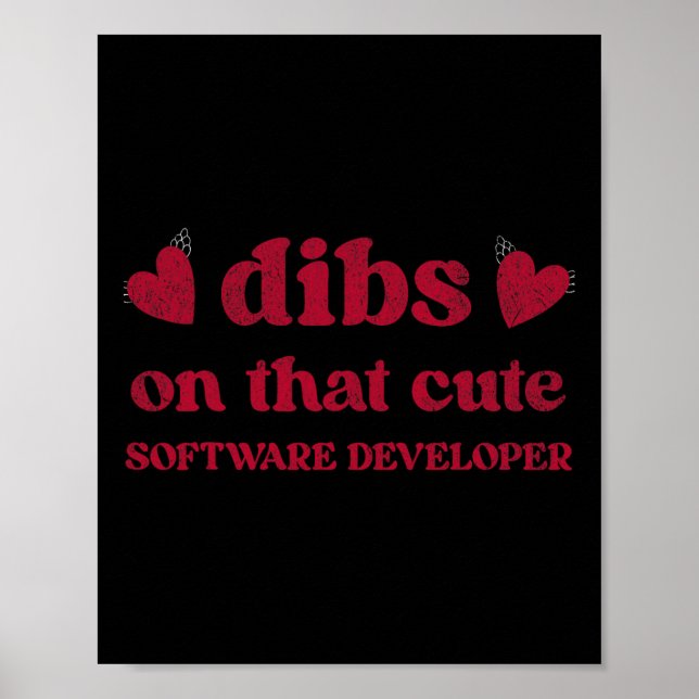 Affiche Mignon Funny Saint-Valentin Développeur de logicie (Devant)
