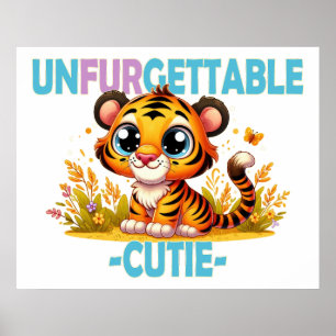 Affiche Mignon inoubliable jeu de mots amusant. Bébé Tigre