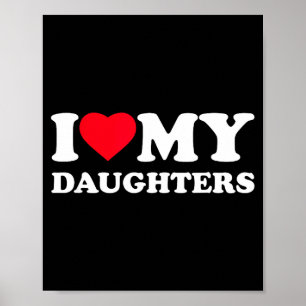 Affiche Mignon j'aime le cœur de ma famille de filles drôl