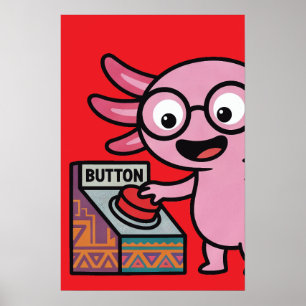 Affiche Mignon Je me pose des questions de axolotl aztèque