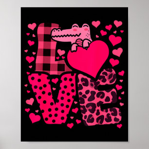 Affiche Mignon Kawaii Saint-Valentin Crocodiles Amour Cœur