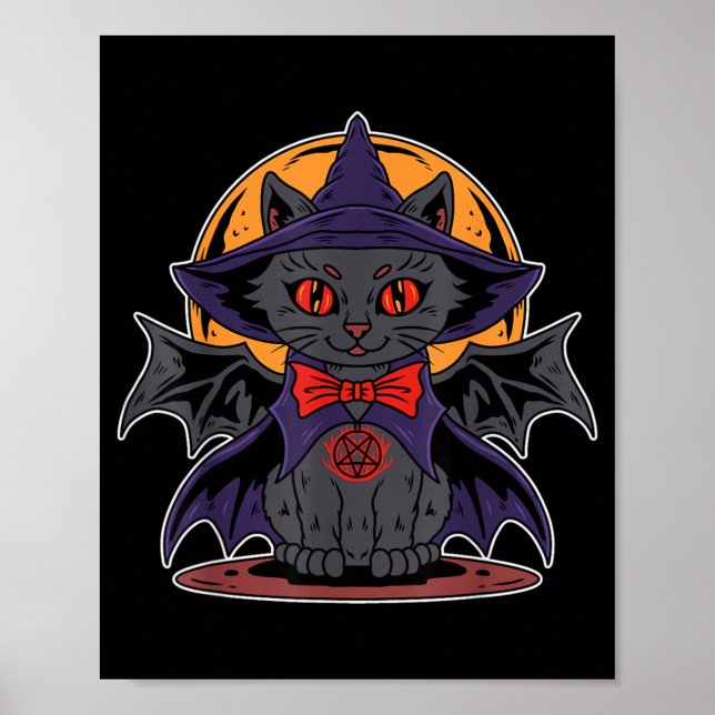 Affiche Mignon Kawaii Vampire Sorcière Chauve-Souris Ailes (Devant)