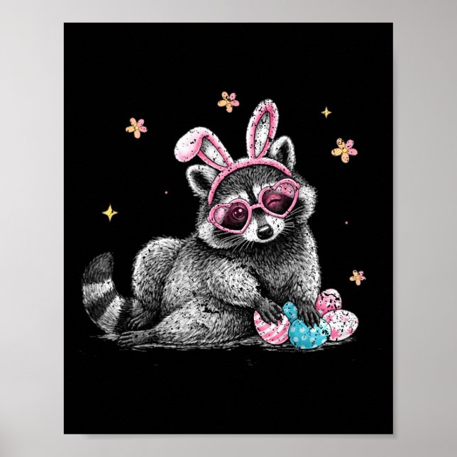 Affiche Mignon lapin raton de Pâques tenue drôle d'animal  (Devant)