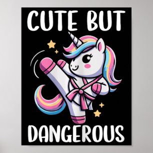 Affiche Mignon Mais Dangereux Unicorn Karate Girl Taekwond