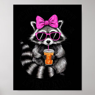 Affiche Mignon Mais Féroce Drôle Coloré Raton Laveur Avec