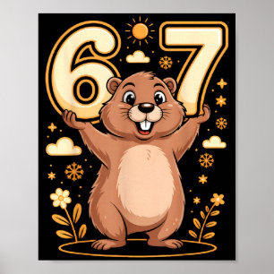 Affiche Mignon marmotte tenant 67 chemise drôle de jour de