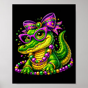 Affiche Mignon masque de mardi gras en perles alligator ga