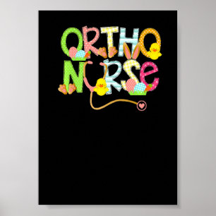 Affiche Mignon Pâques Ortho Infirmière Oreilles de Lapin J