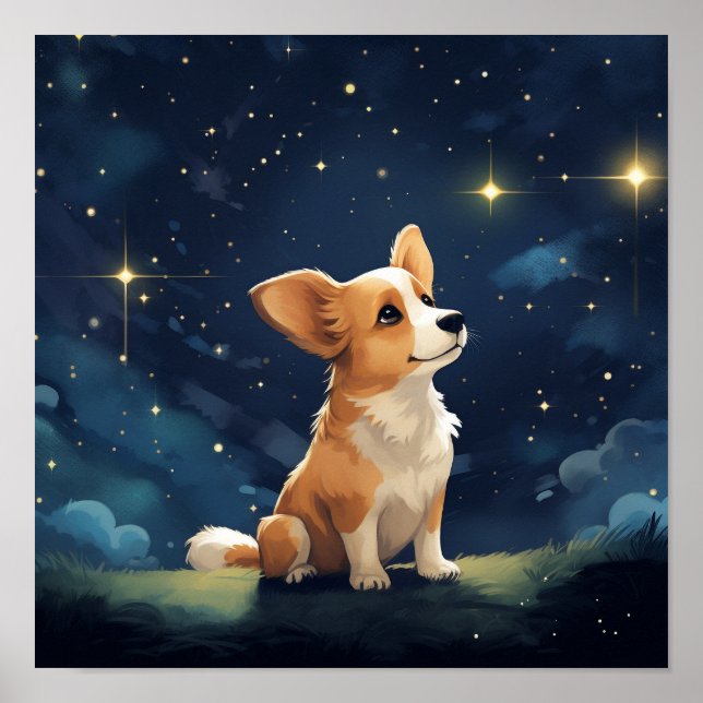 Affiche Mignon Pembroke Corgi regardant (Devant)