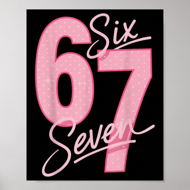 Affiche Mignon Rose 67 Six Sept Mèmes Drôles Femmes Filles (Devant)