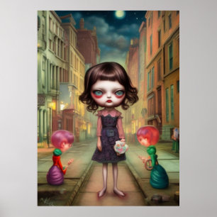 Affiche Mignon Sad perdu fille dans la ville