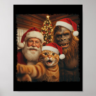 Affiche Mignon selfie de chat avec Sasquatch et le Père No