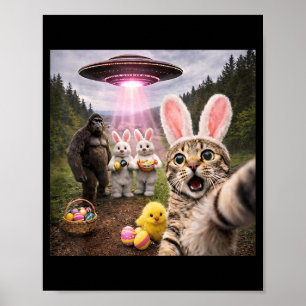 Affiche Mignon selfie de chat le jour de Pâques avec Bigfo