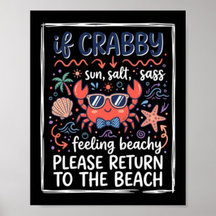 Affiche Mignon si crabe de plage grincheux avec lunettes d