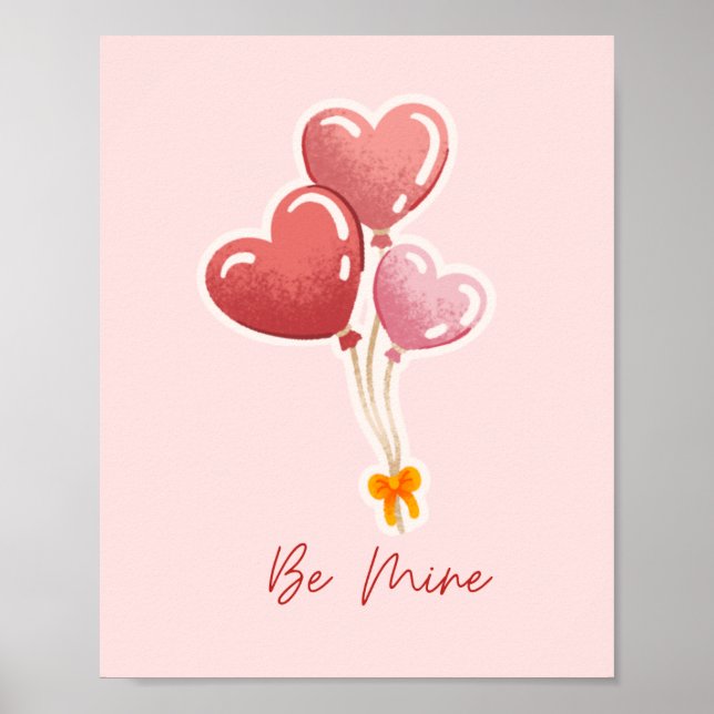 Affiche Mignon Sois Mienne Ballons en Forme de Cœur Toile  (Devant)