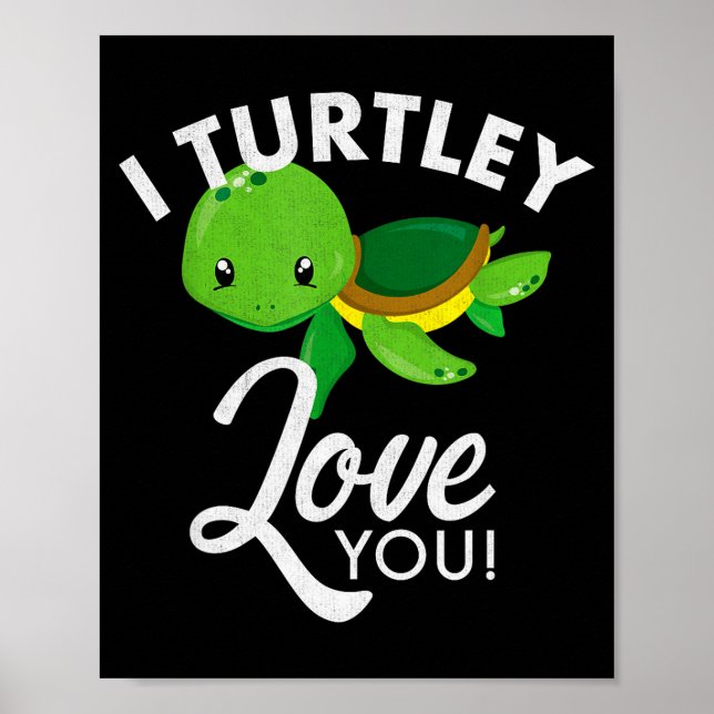 Affiche Mignon Turtles de la Saint-Valentin Je T'aime Turt (Devant)