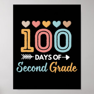 Affiche Mignonne 100 Jours De 2E Année Enseignant Enfants 