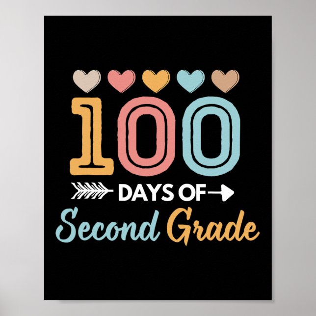 Affiche Mignonne 100 Jours De 2E Année Enseignant Enfants  (Devant)