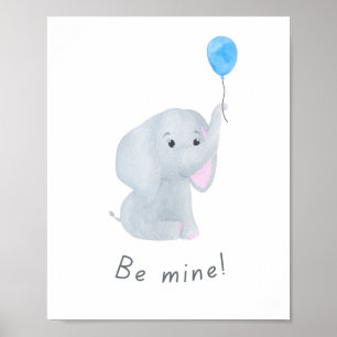 Affiche Mignonne 'Be Mine' Baby Boy Elephant Nursery Wall 