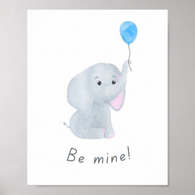Affiche Mignonne 'Be Mine' Baby Boy Elephant Nursery Wall  (Devant)