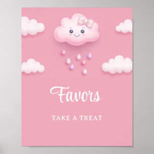 Affiche Mignonne blanche nuage fluffy neuf rose pâle fille
