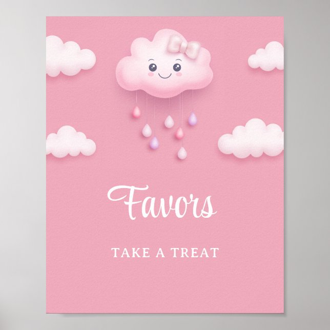 Affiche Mignonne blanche nuage fluffy neuf rose pâle fille (Devant)
