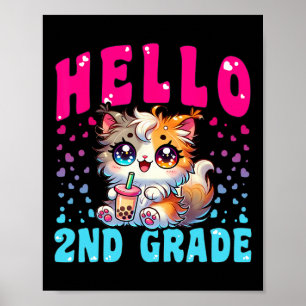 Affiche Mignonne Bonjour Filles Chat 2E Année Pour Premier