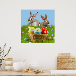 Affiche Mignonne Bunnyfor Pâques pour une humeur positive