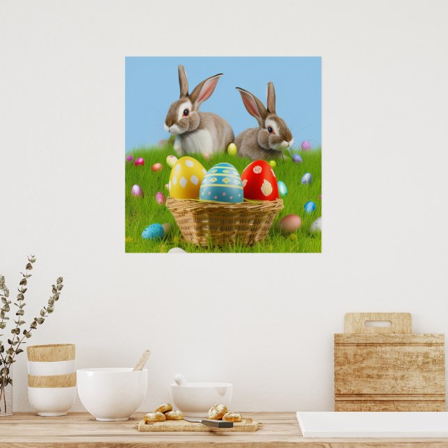 Affiche Mignonne Bunnyfor Pâques pour une humeur positive (Cuisine)