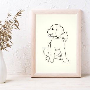 Affiche Mignonne Chien minimaliste Art Mur