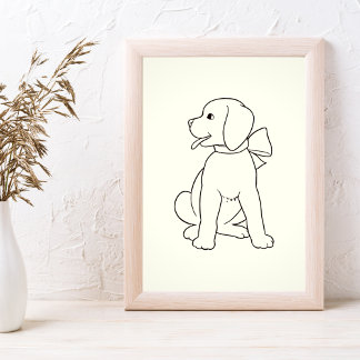 Affiche Mignonne Chien minimaliste Art Mur