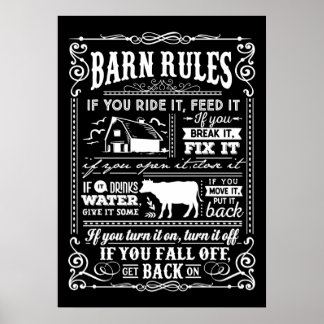 Affiche mignonne Country Barne règles mot art