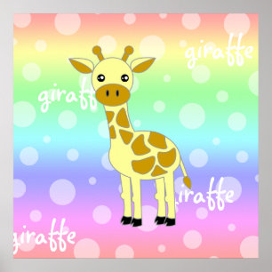 Affiche mignonne de bébé girafe arc-en-ciel / impr