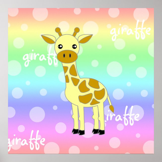 Affiche mignonne de bébé girafe arc-en-ciel / impr (Devant)