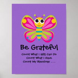 Affiche mignonne de gratitude de papillon