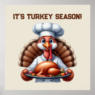 Affiche Mignonne dinde saison Thanksgiving personnalisable