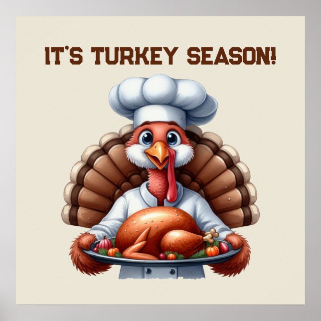 Affiche Mignonne dinde saison Thanksgiving personnalisable (Devant)