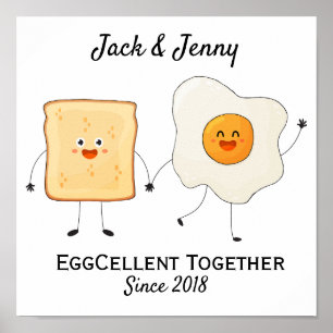 Affiche Mignonne Drôle Joyeux Toast Eggcelcelcelcelcate En